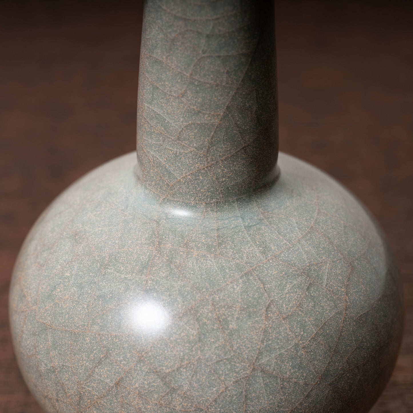 Southern Song Dynasty Guan Ware Celadon Vase with Cylindrical Handles