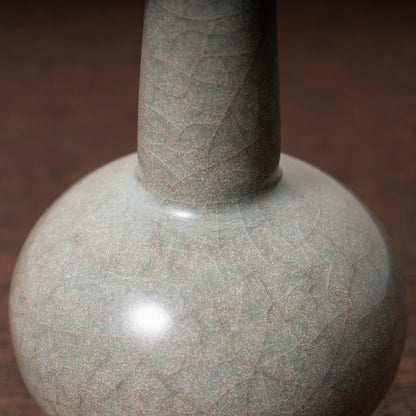 Southern Song Dynasty Guan Ware Celadon Vase with Cylindrical Handles