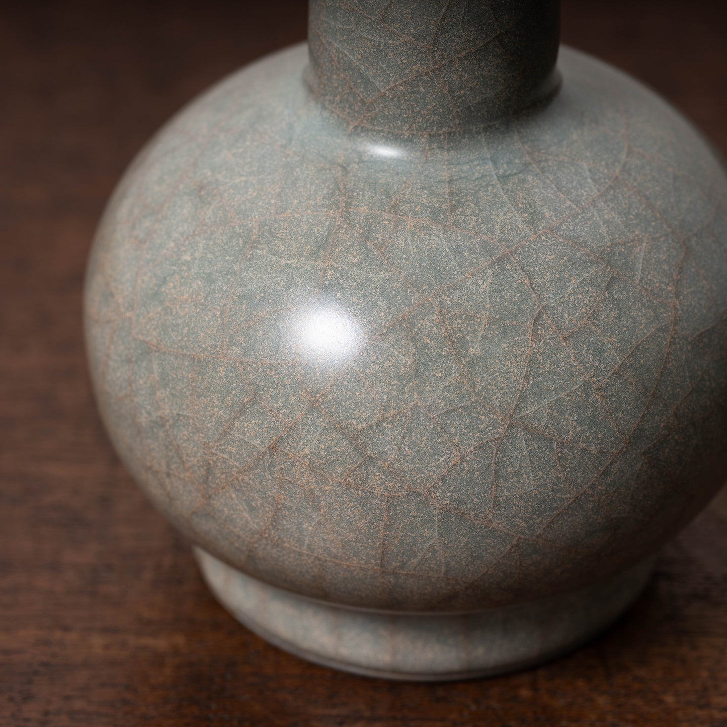 Southern Song Dynasty Guan Ware Celadon Vase with Cylindrical Handles