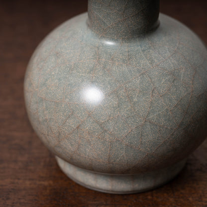 Southern Song Dynasty Guan Ware Celadon Vase with Cylindrical Handles
