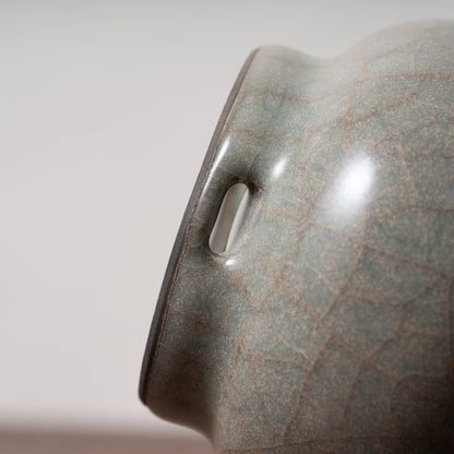 Southern Song Dynasty Guan Ware Celadon Vase with Cylindrical Handles