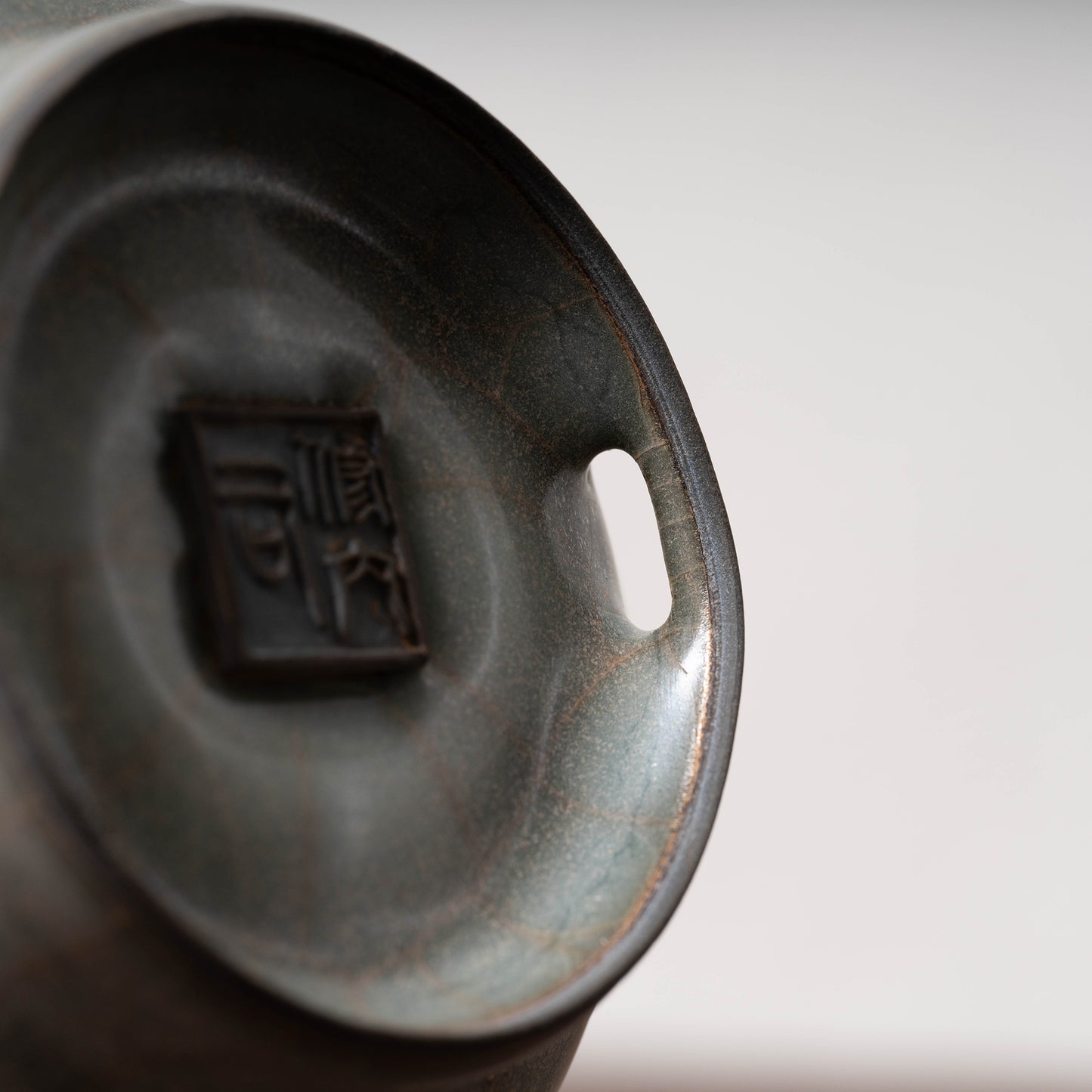 Southern Song Dynasty Guan Ware Celadon Vase with Cylindrical Handles
