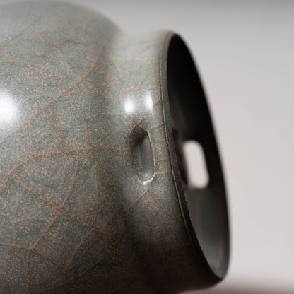 Southern Song Dynasty Guan Ware Celadon Vase with Cylindrical Handles