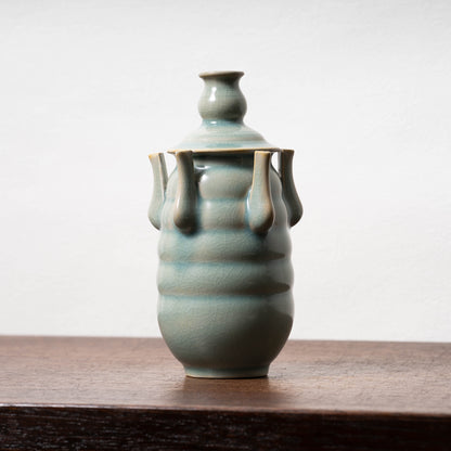 明代 龍泉窯系 青磁多嘴壺