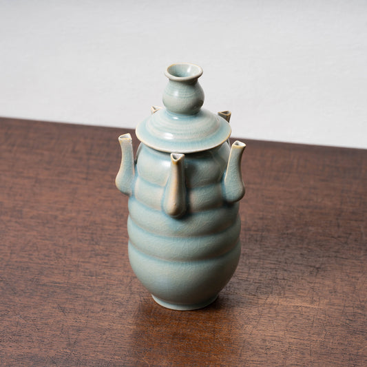 明代 龍泉窯系 青磁多嘴壺