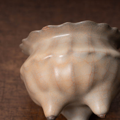 南宋官窯 青磁花形三足香炉