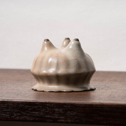 南宋官窯 青磁花形三足香炉