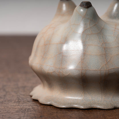 南宋官窯 青磁花形三足香炉