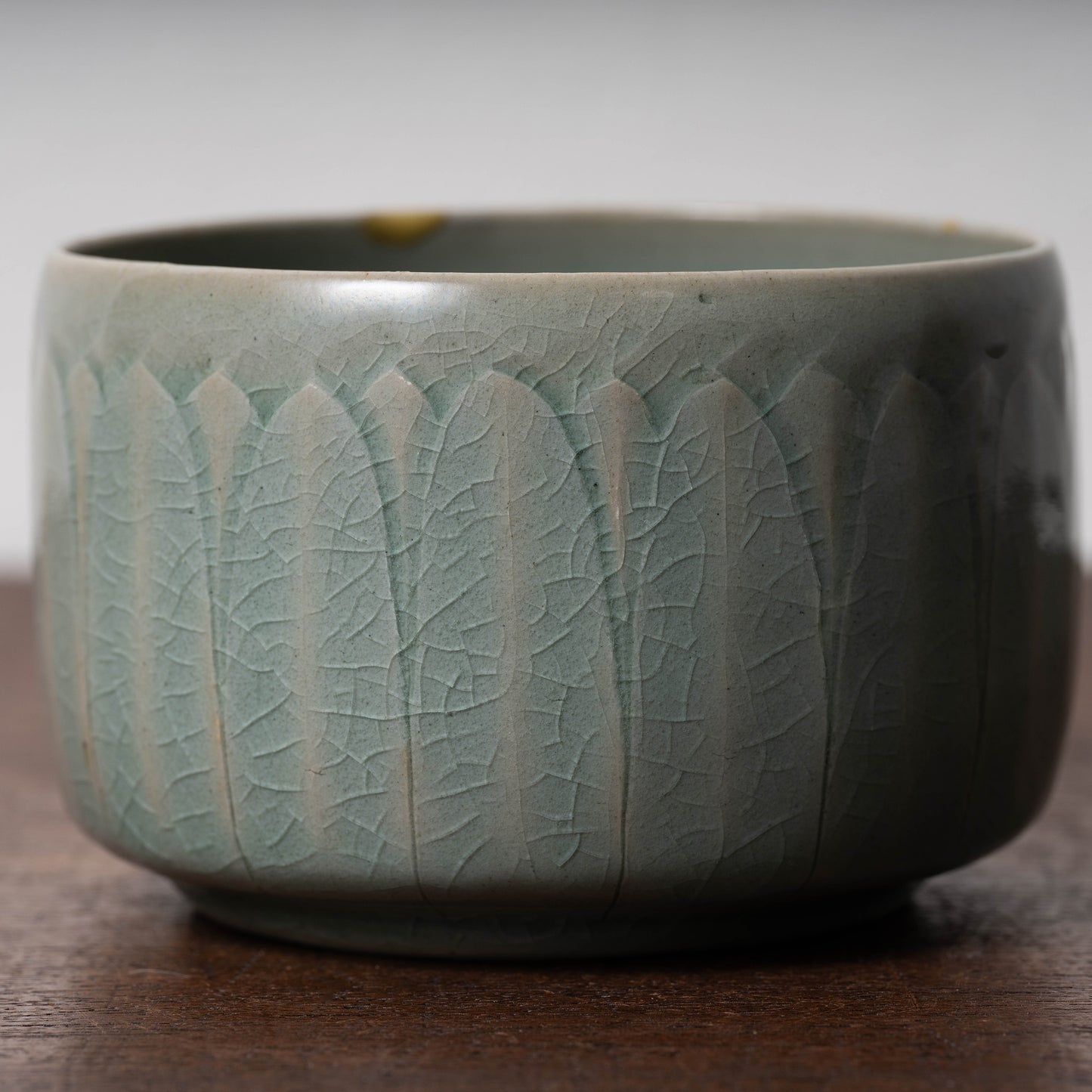 Goryeo Celadon Tea Bowl Carved Lotus Petal Design