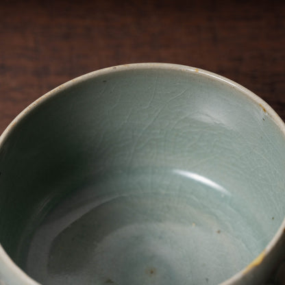 Goryeo Celadon Tea Bowl Carved Lotus Petal Design