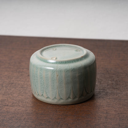 Goryeo Celadon Tea Bowl Carved Lotus Petal Design