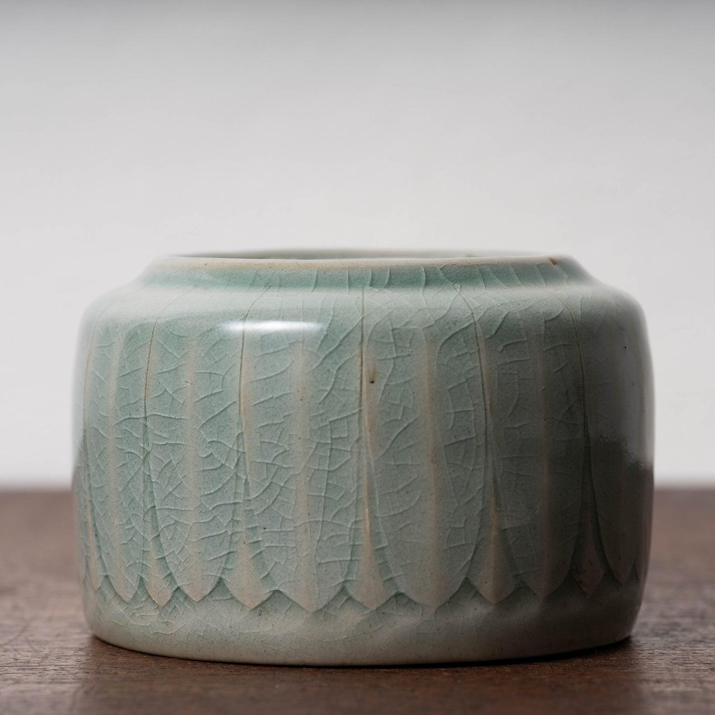 Goryeo Celadon Tea Bowl Carved Lotus Petal Design