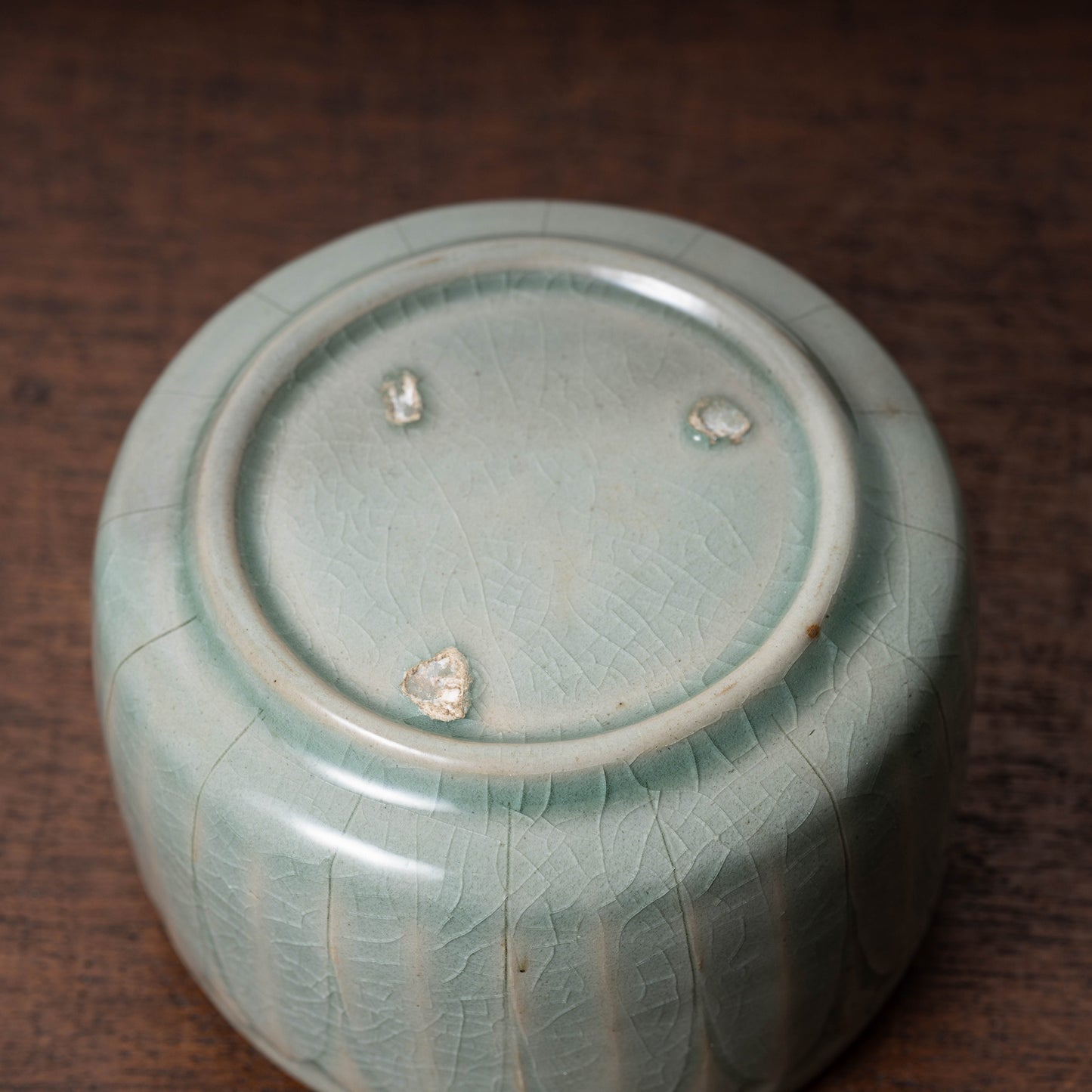 Goryeo Celadon Tea Bowl Carved Lotus Petal Design