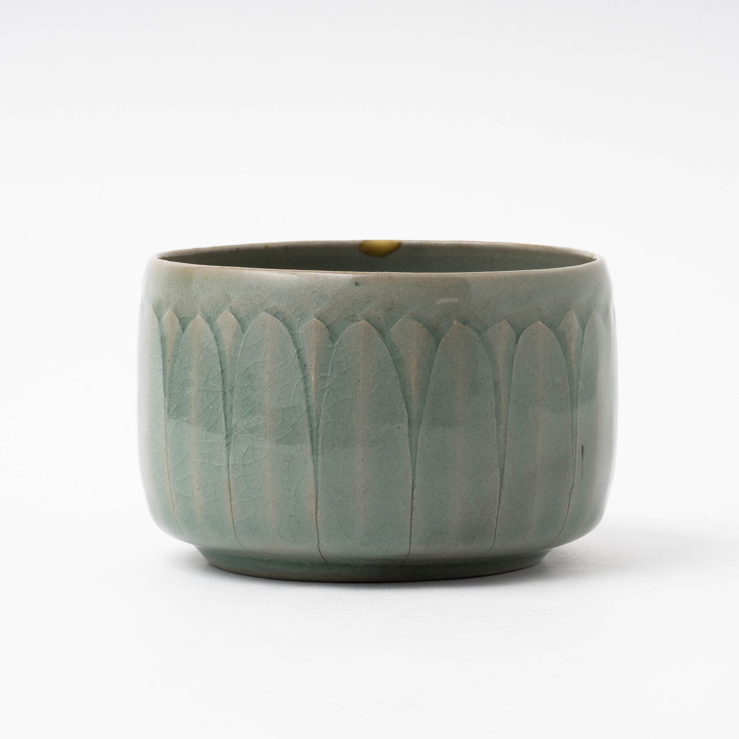 Goryeo Celadon Tea Bowl Carved Lotus Petal Design