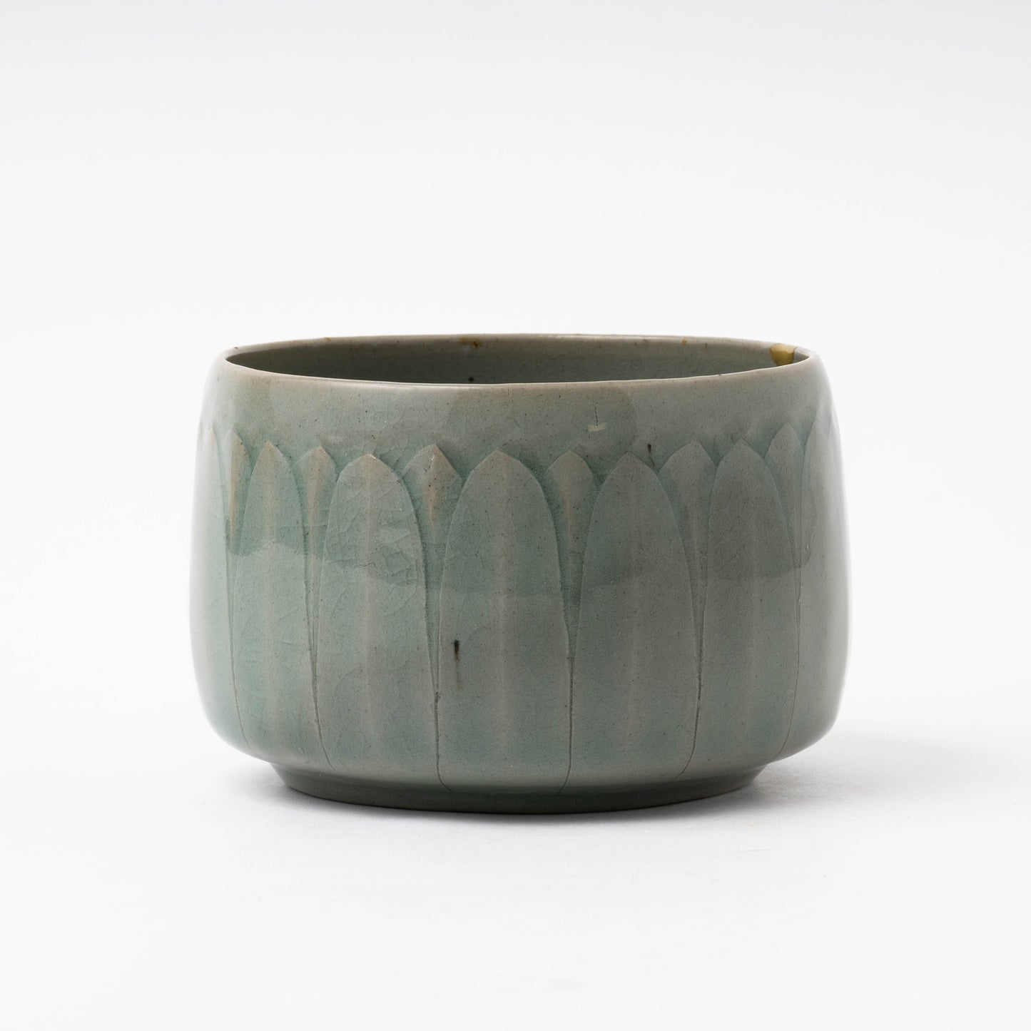 Goryeo Celadon Tea Bowl Carved Lotus Petal Design