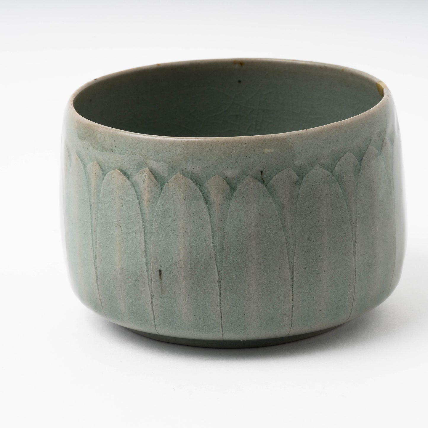 Goryeo Celadon Tea Bowl Carved Lotus Petal Design