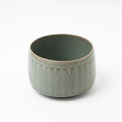 Goryeo Celadon Tea Bowl Carved Lotus Petal Design