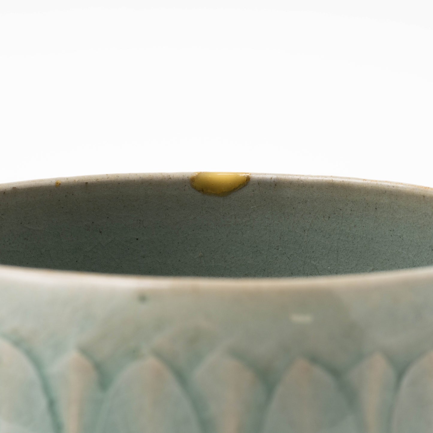 Goryeo Celadon Tea Bowl Carved Lotus Petal Design
