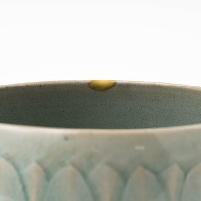 Goryeo Celadon Tea Bowl Carved Lotus Petal Design