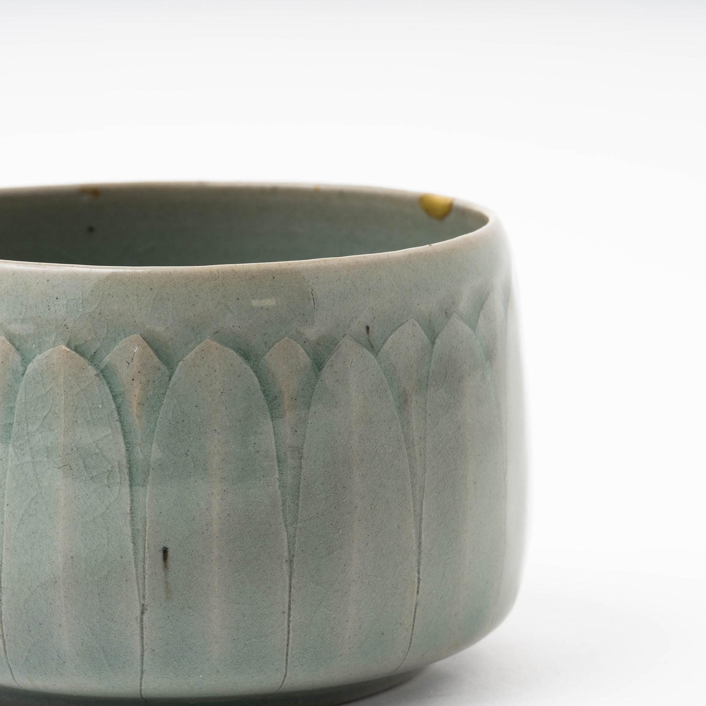 Goryeo Celadon Tea Bowl Carved Lotus Petal Design