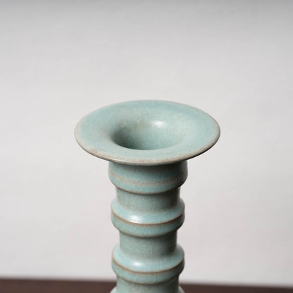 北宋 汝窯青磁盤口弦文長頸瓶