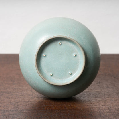 北宋 汝窯青磁盤口弦文長頸瓶