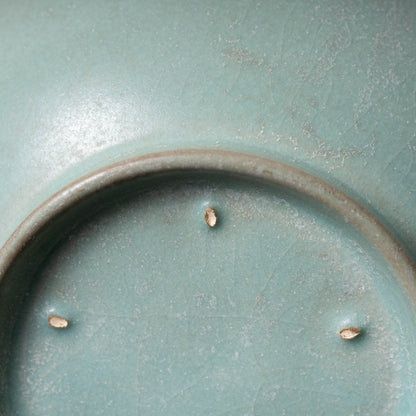 北宋 汝窯青磁盤口弦文長頸瓶