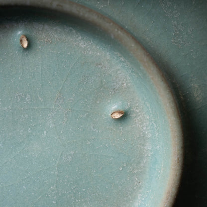 北宋 汝窯青磁盤口弦文長頸瓶