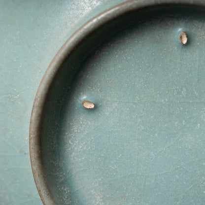 北宋 汝窯青磁盤口弦文長頸瓶