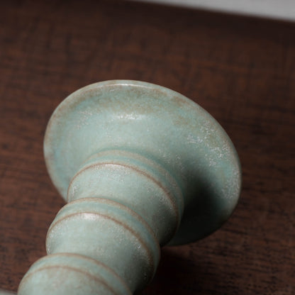 北宋 汝窯青磁盤口弦文長頸瓶