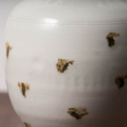 唐代 邢州窯 白釉鉄斑草飾瓶