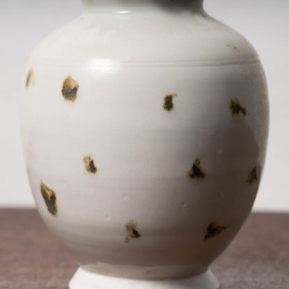 唐代 邢州窯 白釉鉄斑草飾瓶