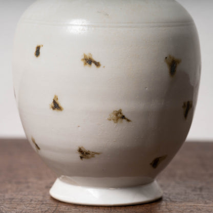 唐代 邢州窯 白釉鉄斑草飾瓶