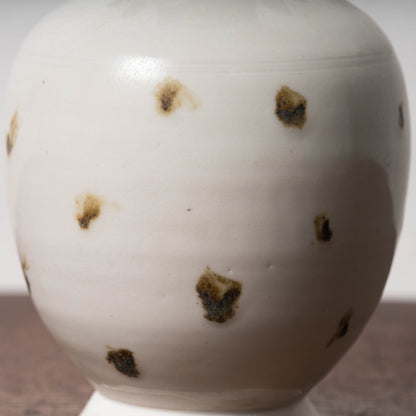 唐代 邢州窯 白釉鉄斑草飾瓶