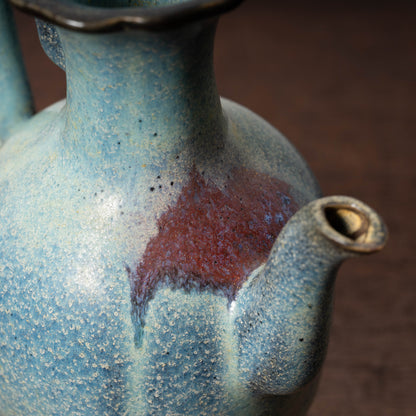 北宋 鈞窯 澱青釉紫斑瓜棱花口水注