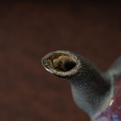 北宋 鈞窯 澱青釉紫斑瓜棱花口水注