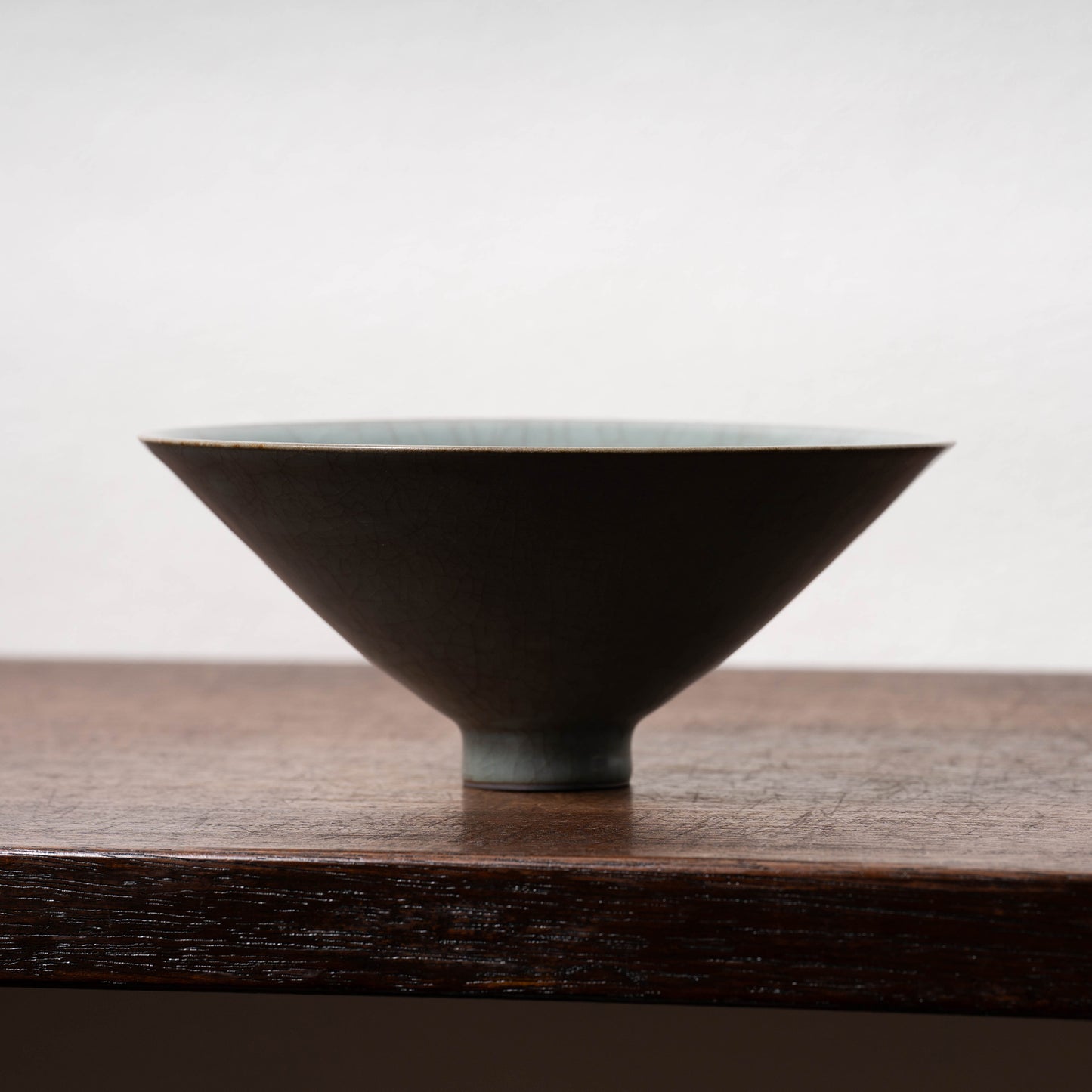 Southern Song Dynasty Guan Ware Celadon Tea Bowl with Conical Hat Shaped