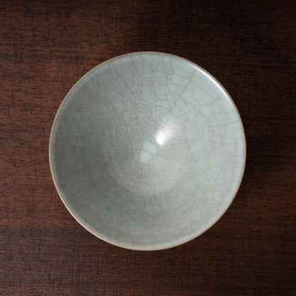 Southern Song Dynasty Guan Ware Celadon Tea Bowl with Conical Hat Shaped