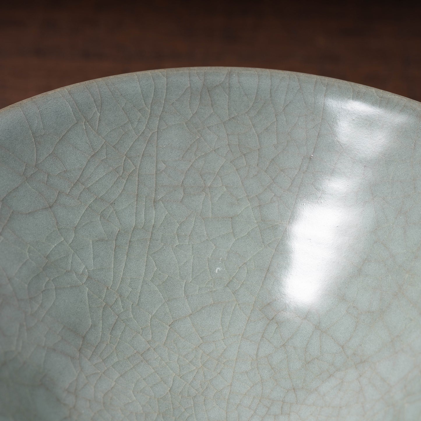 Southern Song Dynasty Guan Ware Celadon Tea Bowl with Conical Hat Shaped