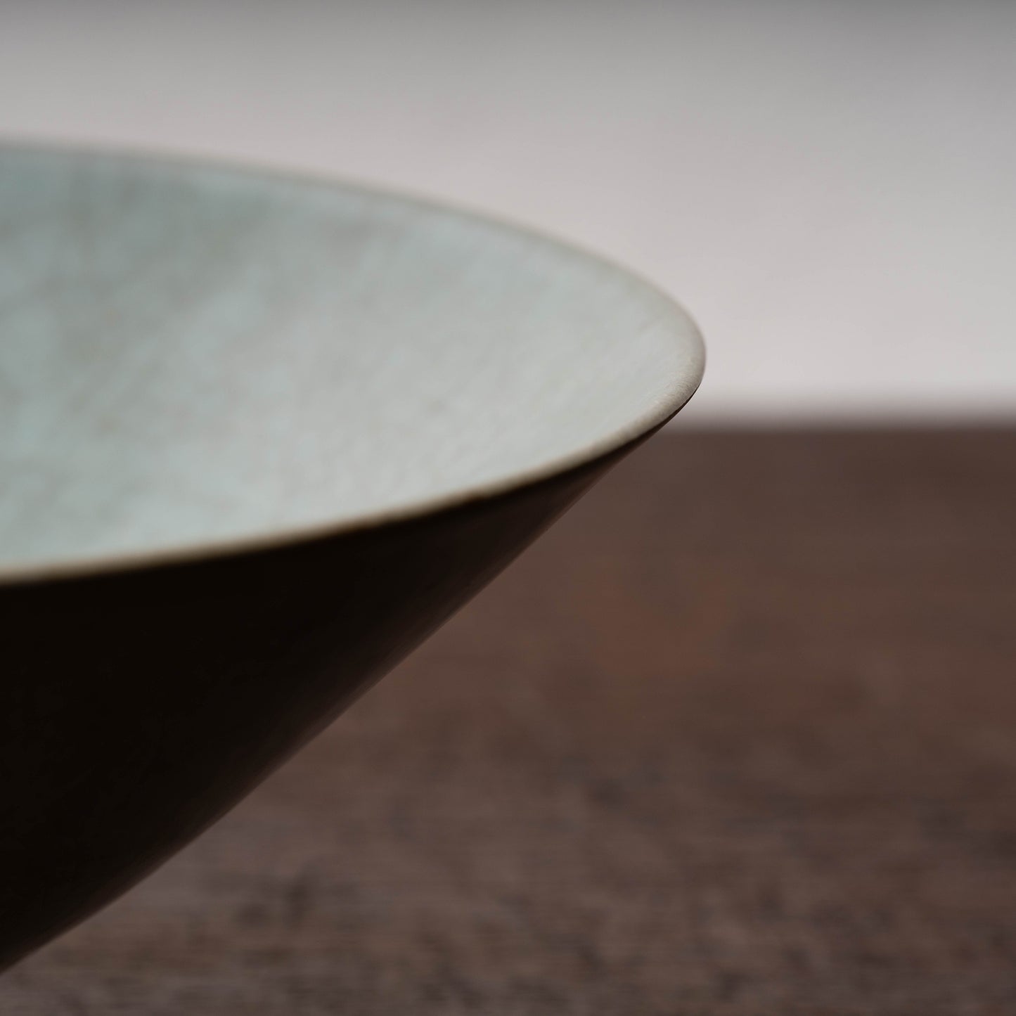 Southern Song Dynasty Guan Ware Celadon Tea Bowl with Conical Hat Shaped