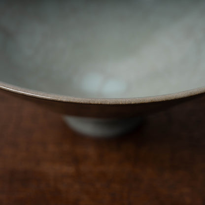 Southern Song Dynasty Guan Ware Celadon Tea Bowl with Conical Hat Shaped