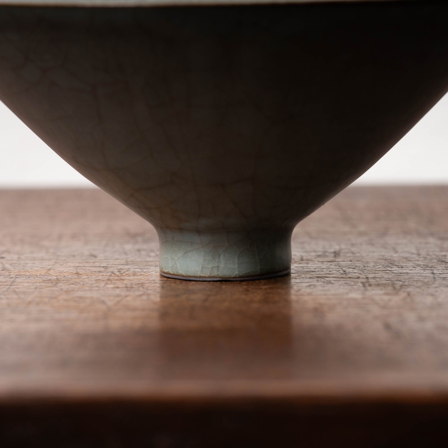 Southern Song Dynasty Guan Ware Celadon Tea Bowl with Conical Hat Shaped
