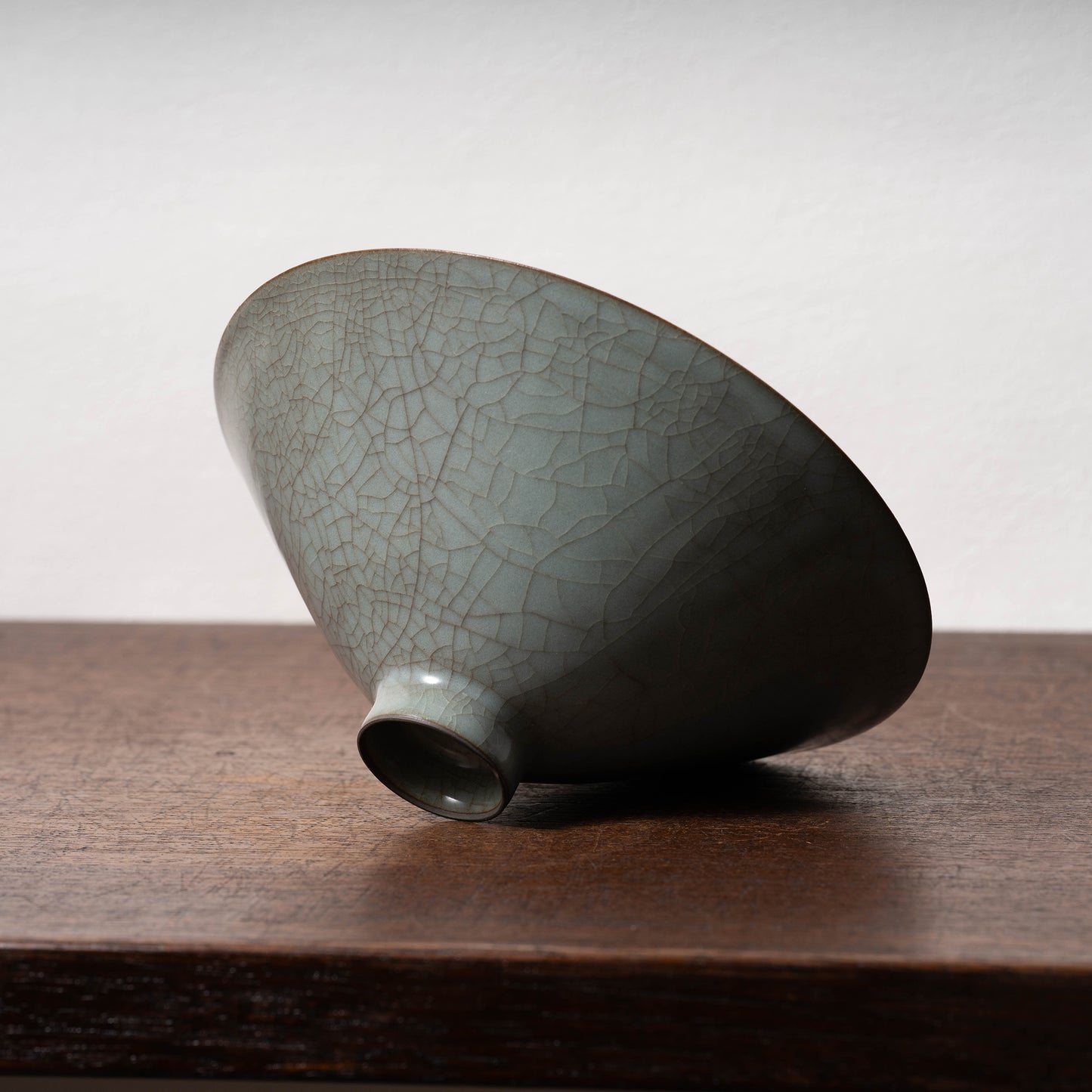 Southern Song Dynasty Guan Ware Celadon Tea Bowl with Conical Hat Shaped