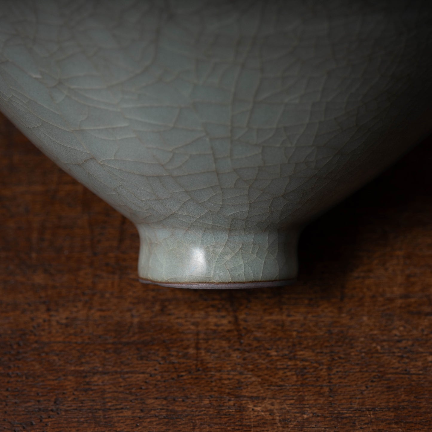 Southern Song Dynasty Guan Ware Celadon Tea Bowl with Conical Hat Shaped