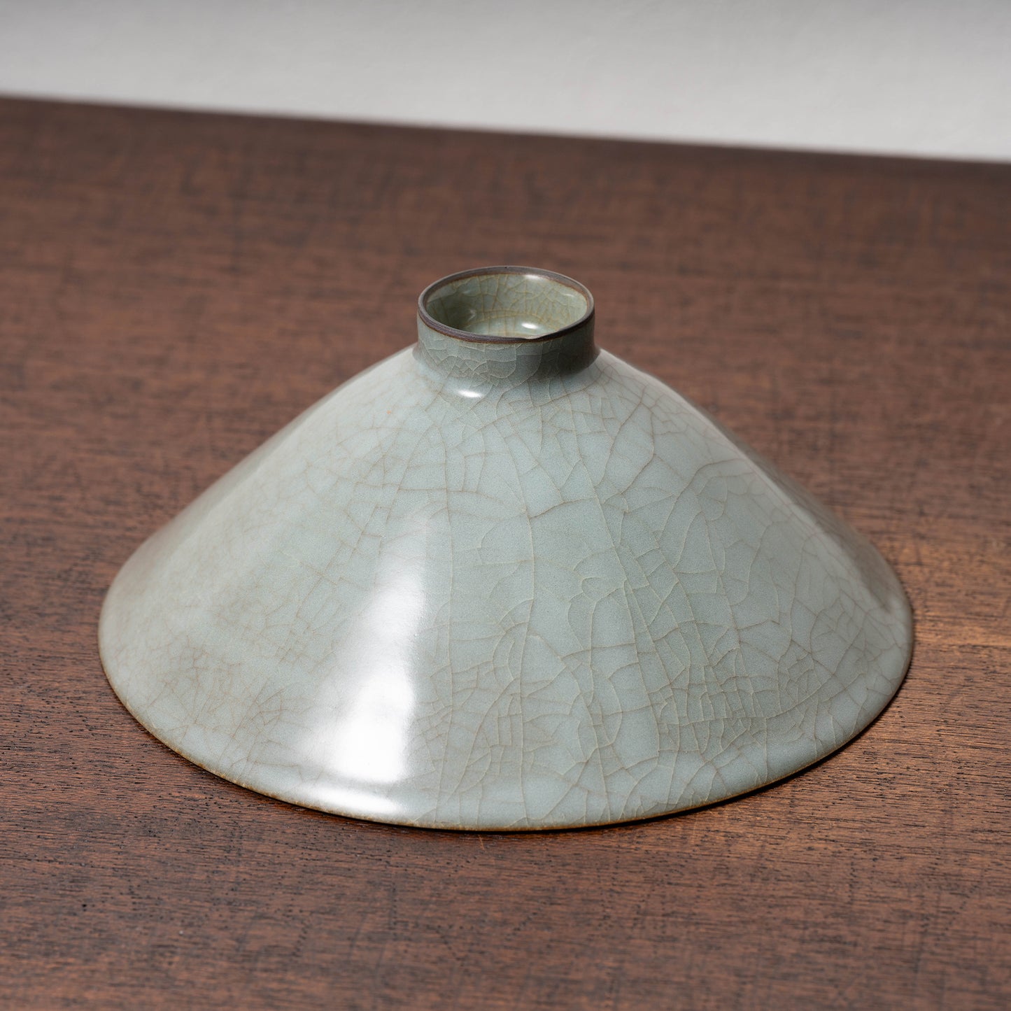 Southern Song Dynasty Guan Ware Celadon Tea Bowl with Conical Hat Shaped