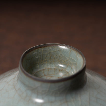 Southern Song Dynasty Guan Ware Celadon Tea Bowl with Conical Hat Shaped