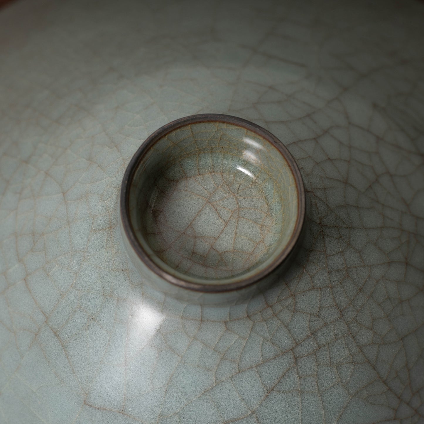 Southern Song Dynasty Guan Ware Celadon Tea Bowl with Conical Hat Shaped