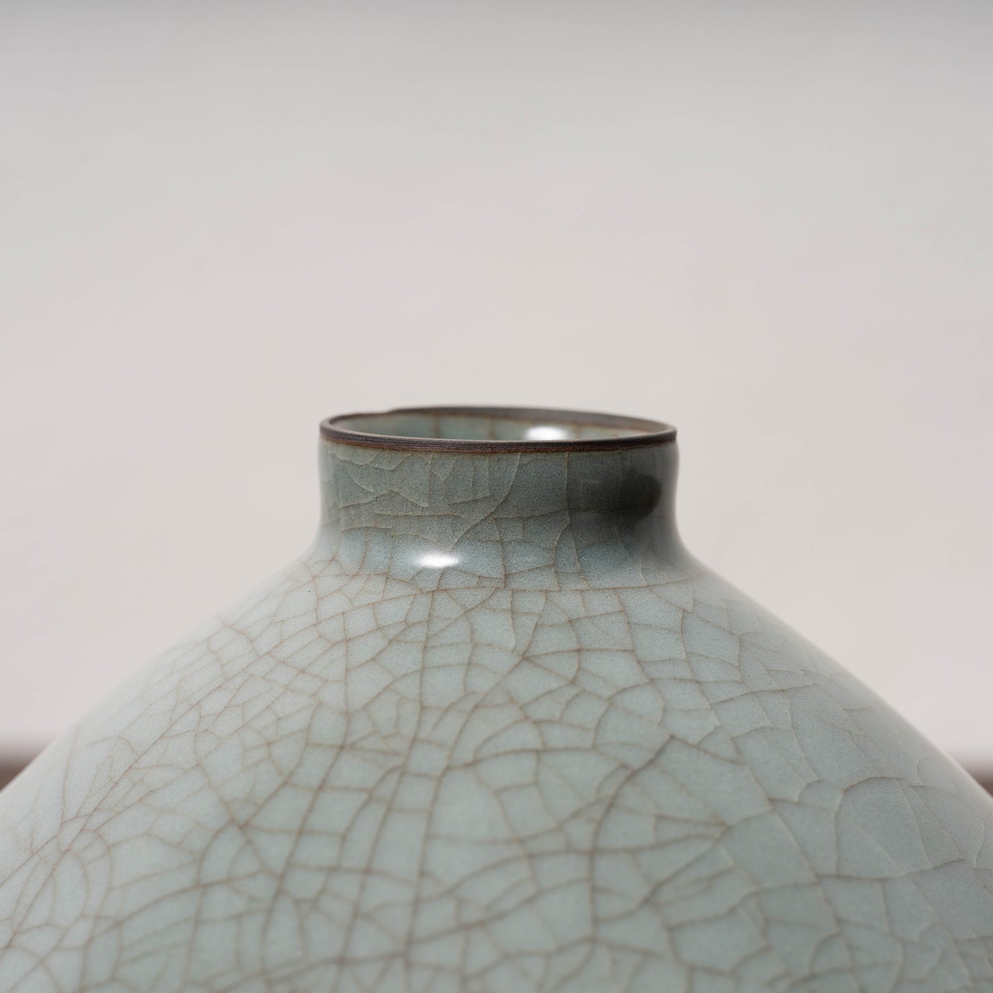 Southern Song Dynasty Guan Ware Celadon Tea Bowl with Conical Hat Shaped