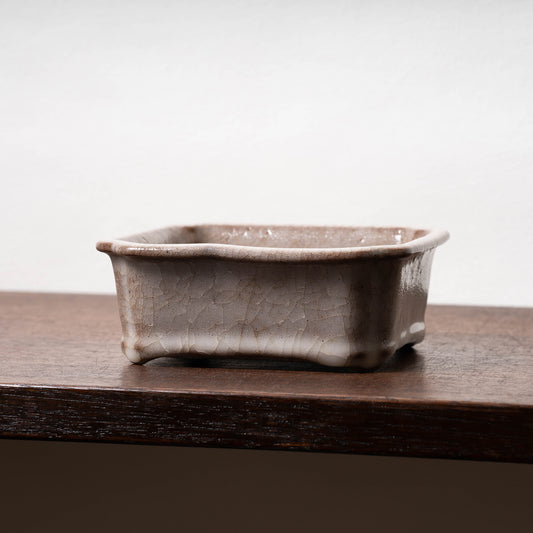 南宋哥窯 白釉四方隅切洗