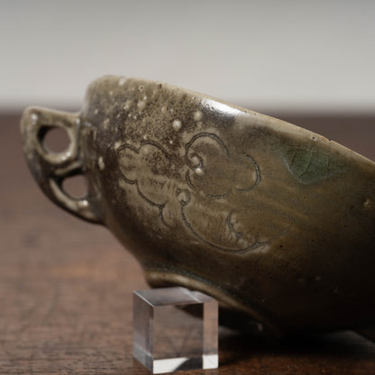 Goryeo Celadon Bowl with Incised Flower Design